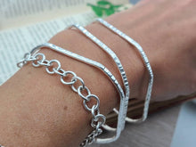 Load image into Gallery viewer, Sterling Silver Bangle Bracelet / Square / Hammered
