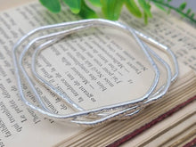 Load image into Gallery viewer, Sterling Silver Bangle Bracelet / Square / Hammered
