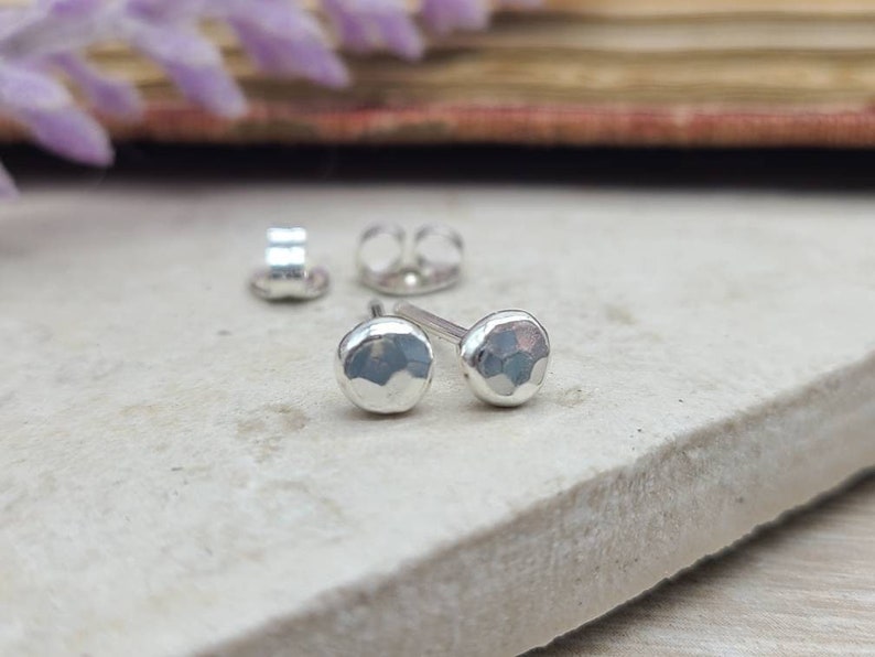 Small Sterling Hammered Stud Earrings