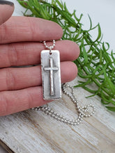 Load image into Gallery viewer, MENS Sterling Silver Cross  Necklace / Rugged Cross / Faith  / Dog Tag
