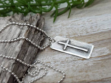 Load image into Gallery viewer, MENS Sterling Silver Cross  Necklace / Rugged Cross / Faith  / Dog Tag
