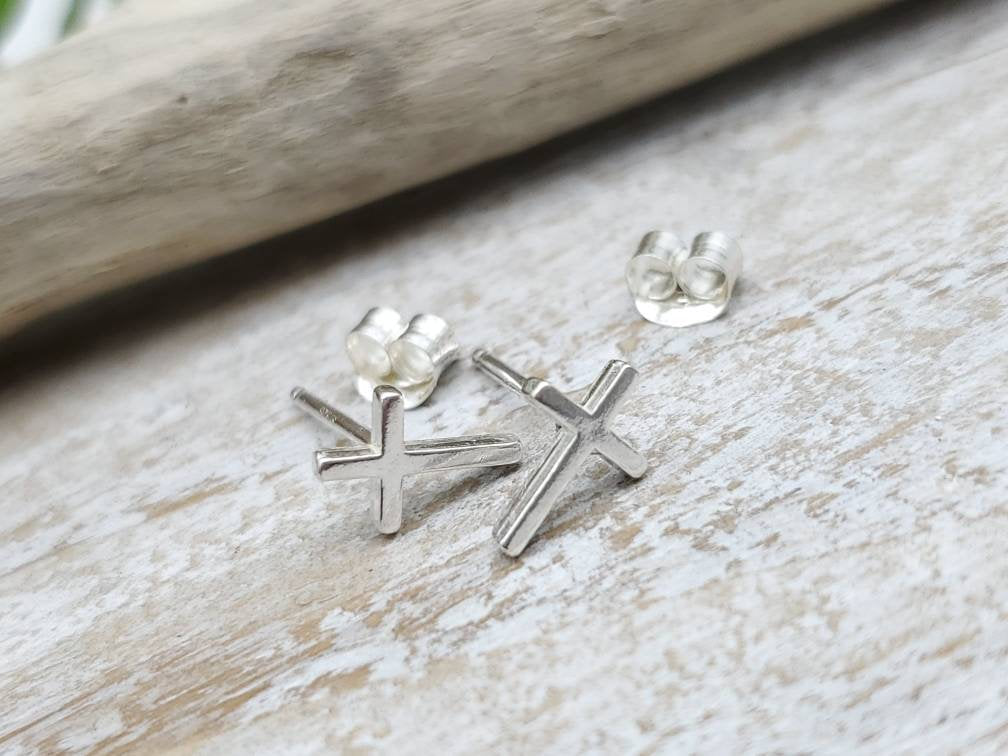 Small Cross Stud Earrings / Faith