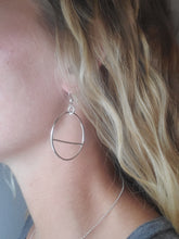 Load image into Gallery viewer, Sterling Silver Circle Hoop Earrings / Geometric / Dangle / Bar
