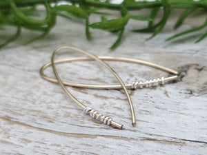 Gold Sterling Wrapped Theader Earrings / Threaders / Thin Earrings