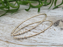 Load image into Gallery viewer, Gold Sterling Wrapped Theader Earrings / Threaders / Thin Earrings
