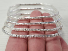 Load image into Gallery viewer, Sterling Silver Bangle Bracelet / Square / Hammered
