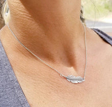 Load image into Gallery viewer, Sterling Silver Sideways Feather Necklace / Bar
