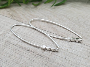 Sterling Silver Facetted Bead Threader Earrings / Threaders / Thin Earrings