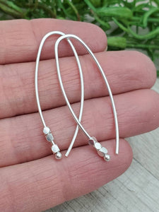 Sterling Silver Facetted Bead Threader Earrings / Threaders / Thin Earrings