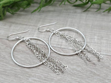 Load image into Gallery viewer, Sterling Silver Chain Hoop Earrings
