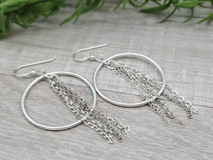 Sterling Silver Chain Hoop Earrings