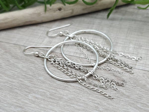 Sterling Silver Chain Hoop Earrings