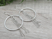 Load image into Gallery viewer, Sterling Silver Chain Hoop Earrings
