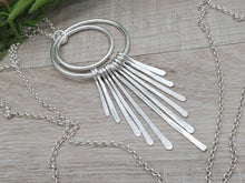 Load image into Gallery viewer, Long Sterling Silver Circle Fringe Necklace
