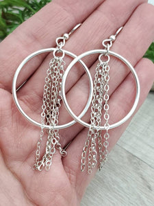 Sterling Silver Chain Hoop Earrings