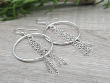 Load image into Gallery viewer, Sterling Silver Chain Hoop Earrings
