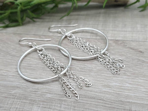 Sterling Silver Chain Hoop Earrings