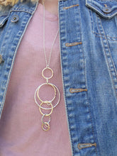 Load image into Gallery viewer, Long Silver &amp; Gold Circle Ring Necklace /  Long Necklace / Two-tone Necklace / Layering Necklace
