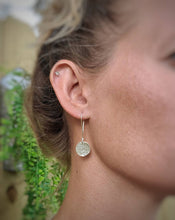 Load image into Gallery viewer, Sterling Silver Hammered Disc Threader Earrings / Threaders / Thin Earrings / Arc
