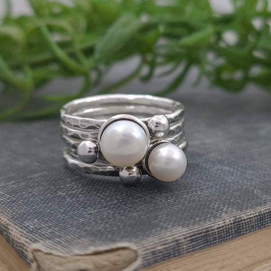 Sterling Silver Pearl Stacker Rings / Stackers /