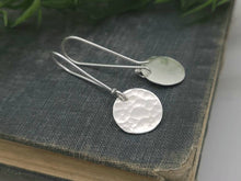 Load image into Gallery viewer, Sterling Silver Hammered Disc Threader Earrings / Threaders / Thin Earrings / Arc
