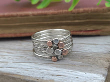 Load image into Gallery viewer, Sterling Silver and Copper Stacker Ring Set / Set of 3 or Set of 5

