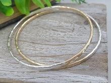 Load image into Gallery viewer, Sterling Silver &amp; Gold Hammered Bangle / Mix Metal / Two Tone
