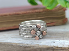 Load image into Gallery viewer, Sterling Silver and Copper Stacker Ring Set / Set of 3 or Set of 5
