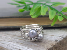 Load image into Gallery viewer, Sterling Silver Pearl Stacker Rings / Stackers /
