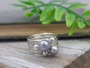 Sterling Silver Pearl Stacker Rings / Stackers /