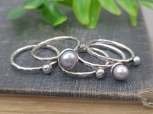 Load image into Gallery viewer, Sterling Silver Pearl Stacker Rings / Stackers /
