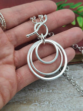 Load image into Gallery viewer, Large Chunky Sterling Silver Circle Front Clasp Necklace / Hammered Disc
