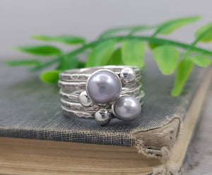 Sterling Silver Pearl Stacker Rings / Stackers /
