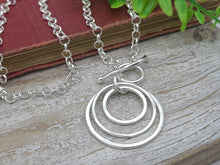 Load image into Gallery viewer, Large Chunky Sterling Silver Circle Front Clasp Necklace / Hammered Disc
