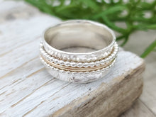 Load image into Gallery viewer, Sterling Silver and Gold Beaded Spinner Ring
