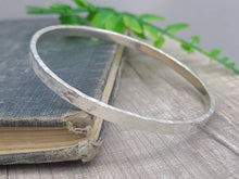 Load image into Gallery viewer, Thick Sterling Silver Wide Hammered Bangle / Heavy / Chunky
