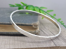 Load image into Gallery viewer, Thick Sterling Silver Wide Hammered Bangle / Heavy / Chunky
