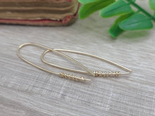 Load image into Gallery viewer, Gold on Gold Wrapped Theader Earrings / Threaders / Thin Earrings

