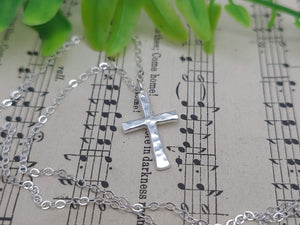 Sterling Silver Small Cross Necklace / Dainty / Faith Necklace /  Inspirational Jewelry