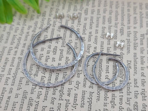 Rustic Sterling Hammered Hoop Earrings / Edgy Hoops / Select your Size