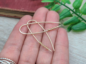 Gold on Gold Wrapped Theader Earrings / Threaders / Thin Earrings