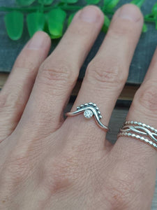 Sterling Silver Crown Ring / Chevron