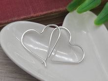 Load image into Gallery viewer, Sterling Silver Heart Hoop Earrings / Threaders / Thin Earrings
