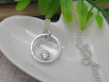 Load image into Gallery viewer, Sterling Circle Diamond CZ Necklace / Floating Diamond / Minimalist
