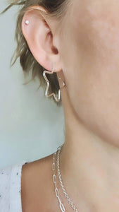 Sterling Silver Star Hoop Earrings  / Posts / Studs