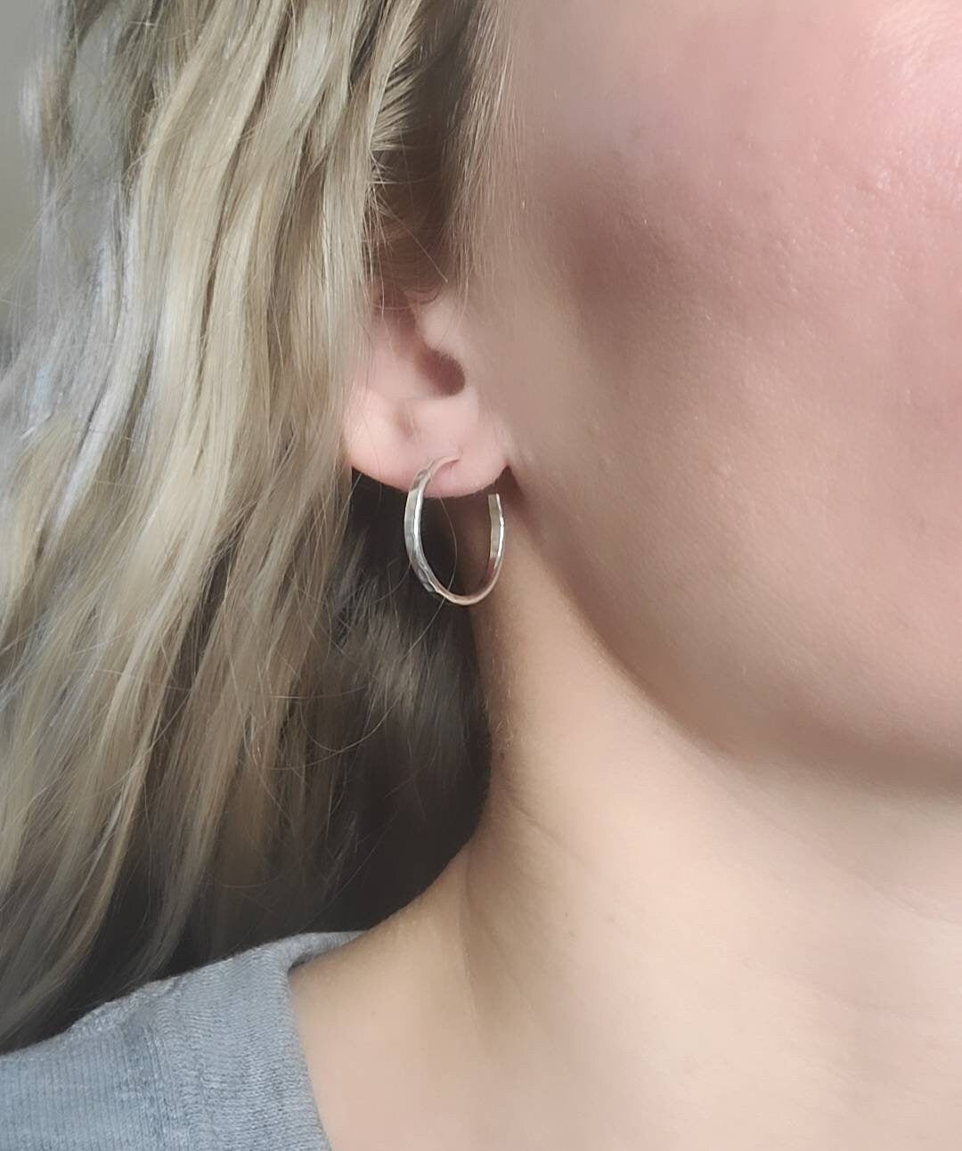 Sterling Hammered Hoop Earrings / 3/4 Inch / 1 Inch / 1.5 Inch / 2 Inch