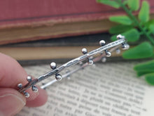 Load image into Gallery viewer, Rustic Sterling Silver Barbell Bangle Bracelet / Hammered /
