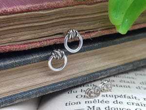 Sterling Silver Circle Wrapped Stud Earrings