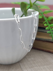 Thick Sterling Silver Paperclip Necklace