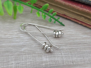 Sterling Silver Pebble Threader Earrings / Threaders / Thin Earrings